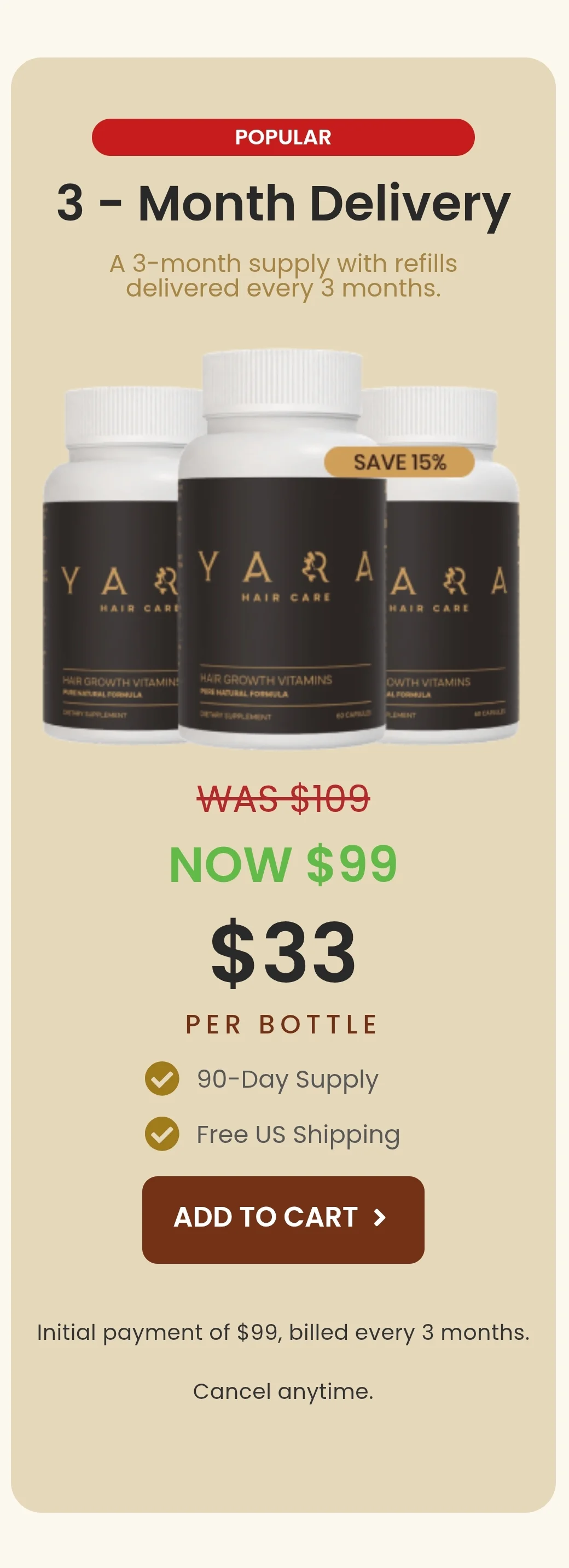 Yara Hair Care™ 3 bottles pricing
